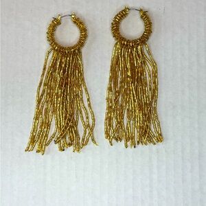 Elegant Gold Beaded Fringe Earrings